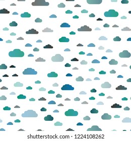 Light BLUE vector seamless pattern with clouds. Beautiful illustration with colorful sky, clouds. Pattern for trendy fabric, wallpapers.