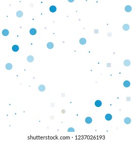 Light BLUE vector seamless pattern with spheres, squares. Colorful gradient with circles, rectangles on abstract backdrop. Pattern for trendy fabric, wallpapers.