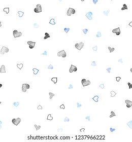 Light BLUE vector seamless pattern with colorful hearts. Hearts on blurred abstract background with colorful gradient. Pattern can be used for valentine's ad, booklets.