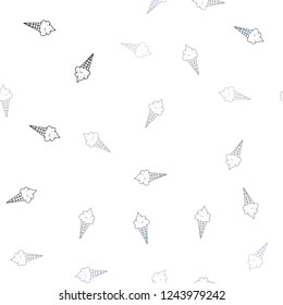 Light BLUE vector seamless pattern with cold ice-cream. Illustration with set of delicious sweet ice-cream cones. Pattern for menu of cafes and restaurants.