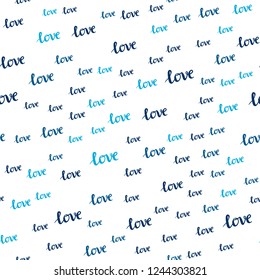 Light BLUE vector seamless pattern with phrase LOVE YOU. Illustration with phrase LOVE YOU for valentine's day. Design for wallpaper, fabric makers.