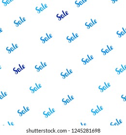 Light BLUE vector seamless pattern with sale signs. Shining colorful illustration with isolated selling prices. Design for business ads, commercials.