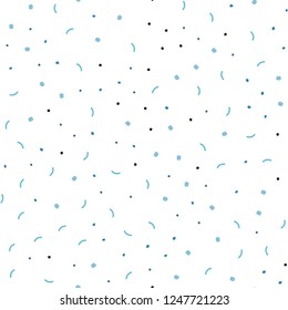 Light BLUE vector seamless pattern with spheres, triangles. Illustration with set of colorful abstract circles and lines. Pattern for design of fabric, wallpapers.