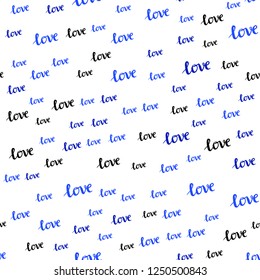 Light BLUE vector seamless pattern with phrase LOVE YOU. Phrase LOVE YOU with colorful gradient in abstract style. Texture for window blinds, curtains.