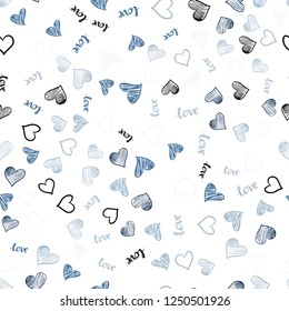 Light BLUE vector seamless pattern with phrase LOVE YOU, hearts. Colorful gradient phrase LOVE YOU, hearts in abstract style. Design for wallpaper, fabric makers.