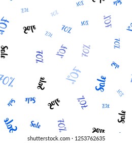 Light BLUE vector seamless pattern with 70 percentage signs. Illustration with signs of sales on abstract template. Template for season sales, shopping ads.