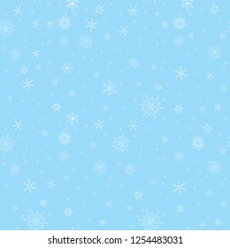light blue vector seamless pattern - background with snowflakes
