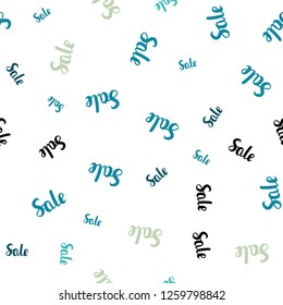 Light BLUE vector seamless pattern with sale signs. Illustration with signs of sales on abstract template. Template for season sales, shopping ads.