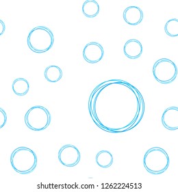Light BLUE vector seamless pattern with spheres. Abstract illustration with colored bubbles in nature style. Design for textile, fabric, wallpapers.
