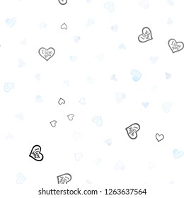 Light BLUE vector seamless pattern with colorful hearts. Illustration with hearts in love concept for valentine's day. Pattern for carnival, festival romantic leaflets.