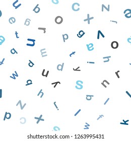 Light BLUE vector seamless pattern with ABC symbols. Modern geometrical illustration with ABC english symbols. Design for wallpaper, fabric makers.