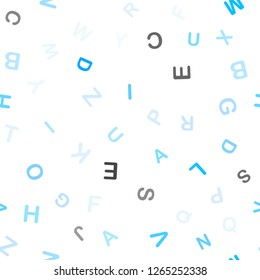 Light BLUE vector seamless pattern with ABC symbols. Blurred design in simple style with signs of alphabet. Pattern for trendy fabric, wallpapers.