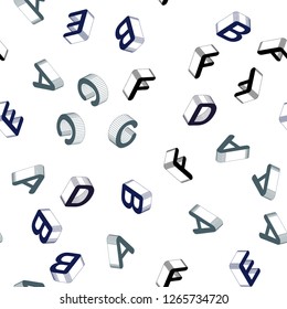 Light BLUE vector seamless pattern with 3D ABC symbols. Abstract illustration with colorful 3D latin alphabet. Design for wallpaper, fabric makers.