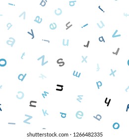 Light BLUE vector seamless pattern with ABC symbols. Colored alphabet signs with gradient on white background. Design for textile, fabric, wallpapers.