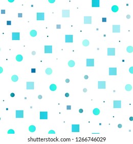 Light BLUE vector seamless pattern with spheres, squares. Glitter abstract illustration with cubes, circles. Trendy design for wallpaper, fabric makers.