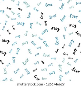 Light BLUE vector seamless pattern with phrase LOVE YOU. Colorful illustration with quote LOVE YOU in celebration style. Design for wallpaper, fabric makers.