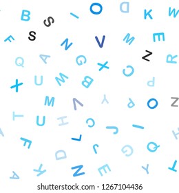 Light BLUE vector seamless pattern with ABC symbols. Shining colorful illustration with isolated letters. Template for business cards, websites.