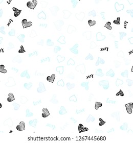 Light BLUE vector seamless pattern with phrase LOVE YOU, hearts. Colorful illustration with quote LOVE YOU, hearts. Design for wallpaper, fabric makers.