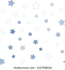 Light BLUE vector seamless pattern with christmas stars. Blurred decorative design in simple style with stars. Template for business cards, websites.