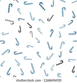 Light Blue vector seamless pattern with delicious xmas candies.