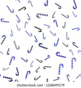 Light BLUE vector seamless pattern with delicious xmas candies.