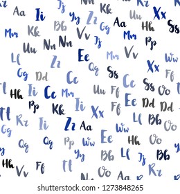 Light BLUE vector seamless pattern with ABC symbols. Shining colorful illustration with isolated letters. Pattern for trendy fabric, wallpapers.