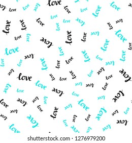 Light BLUE vector seamless pattern with phrase LOVE YOU. Colorful illustration with quote LOVE YOU in celebration style. Design for wallpaper, fabric makers.