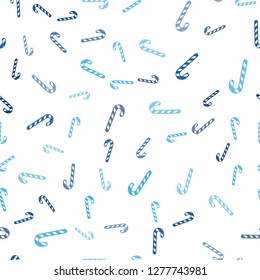 Light BLUE vector seamless pattern with delicious xmas candies.