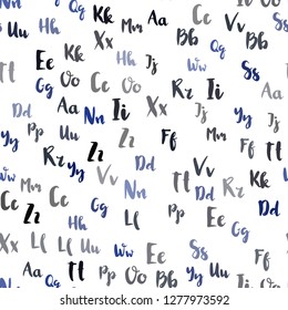 Light BLUE vector seamless pattern with ABC symbols. Shining colorful illustration with isolated letters. Pattern for trendy fabric, wallpapers.