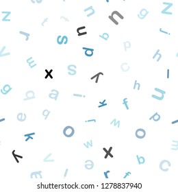 Light BLUE vector seamless pattern with ABC symbols. Shining colorful illustration with isolated letters. Texture for window blinds, curtains.