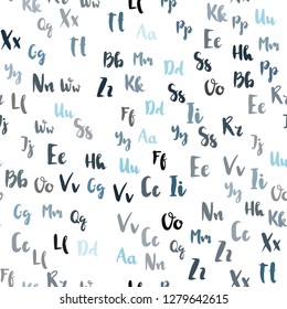 Light BLUE vector seamless pattern with ABC symbols. Shining colorful illustration with isolated letters. Texture for window blinds, curtains.
