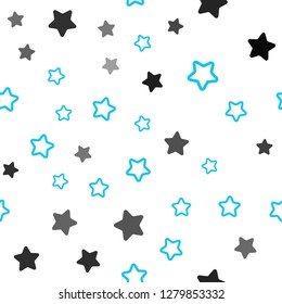 Light BLUE vector seamless pattern with christmas stars. Glitter abstract illustration with colored stars. Template for business cards, websites.