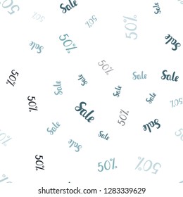 Light BLUE vector seamless pattern with 50 percentage signs. Abstract illustration with colorful gradient symbols of sales. Backdrop for mega promotions, discounts.
