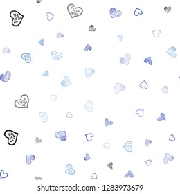 Light BLUE vector seamless pattern with colorful hearts. Decorative shining illustration with hearts on abstract template. Pattern for marriage gifts, congratulations.