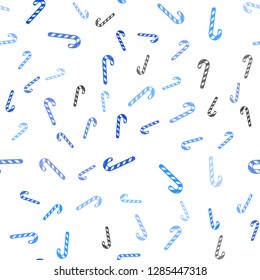 Light BLUE vector seamless pattern with delicious xmas candies.