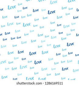 Light BLUE vector seamless pattern with phrase LOVE YOU. Phrase LOVE YOU with colorful gradient in abstract style. Design for wallpaper, fabric makers.