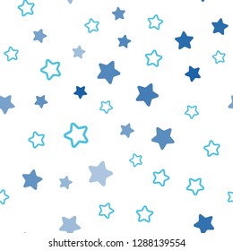 Light BLUE vector seamless pattern with christmas stars. Decorative shining illustration with stars on abstract template. Pattern for trendy fabric, wallpapers.