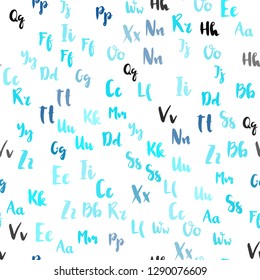 Light BLUE vector seamless pattern with ABC symbols. Colored alphabet signs with gradient on white background. Design for textile, fabric, wallpapers.