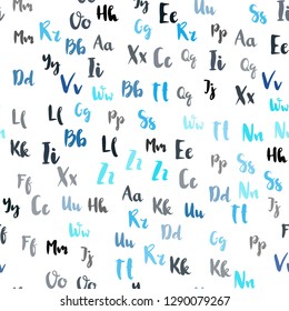 Light BLUE vector seamless pattern with ABC symbols. Modern geometrical illustration with ABC english symbols. Texture for window blinds, curtains.