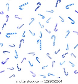 Light BLUE vector seamless pattern with delicious xmas candies.
