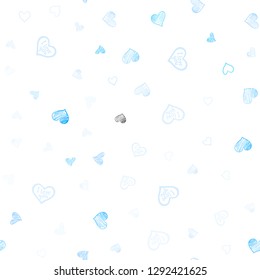 Light BLUE vector seamless pattern with colorful hearts. Decorative shining illustration with hearts on abstract template. Pattern can be used for valentine's ad, booklets.
