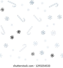 Light BLUE vector seamless pattern with delicious xmas candies.