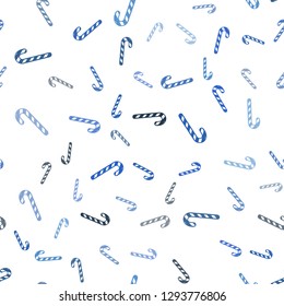 Light BLUE vector seamless pattern with delicious xmas candies.