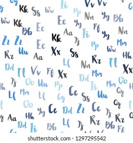 Light BLUE vector seamless pattern with ABC symbols. Modern geometrical illustration with ABC english symbols. Design for wallpaper, fabric makers.