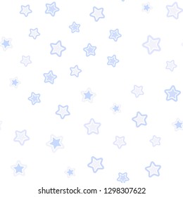 Light BLUE vector seamless pattern with christmas stars. Glitter abstract illustration with colored stars. Design for wallpaper, fabric makers.