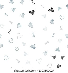 Light BLUE vector seamless pattern with phrase LOVE YOU, hearts. Colorful gradient phrase LOVE YOU, hearts in abstract style. Texture for window blinds, curtains.