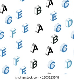 Light BLUE vector seamless pattern with 3D ABC symbols. Abstract illustration with 3D ABC symbols. Design for wallpaper, fabric makers.