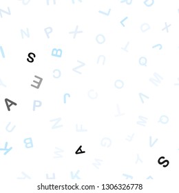 Light BLUE vector seamless pattern with ABC symbols. Colored alphabet signs with gradient on white background. Pattern for trendy fabric, wallpapers.
