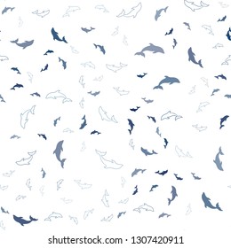 Light BLUE vector seamless pattern with sea dolphins. Shining illustration of colorful gradient sea dolphins. Pattern for wildlife ad, booklets.