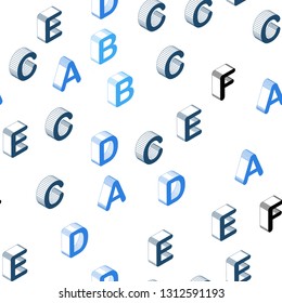 Light BLUE vector seamless pattern with 3D ABC symbols. Colorful gradient design in 3D style with signs of alphabet. Design for textile, fabric, wallpapers.
